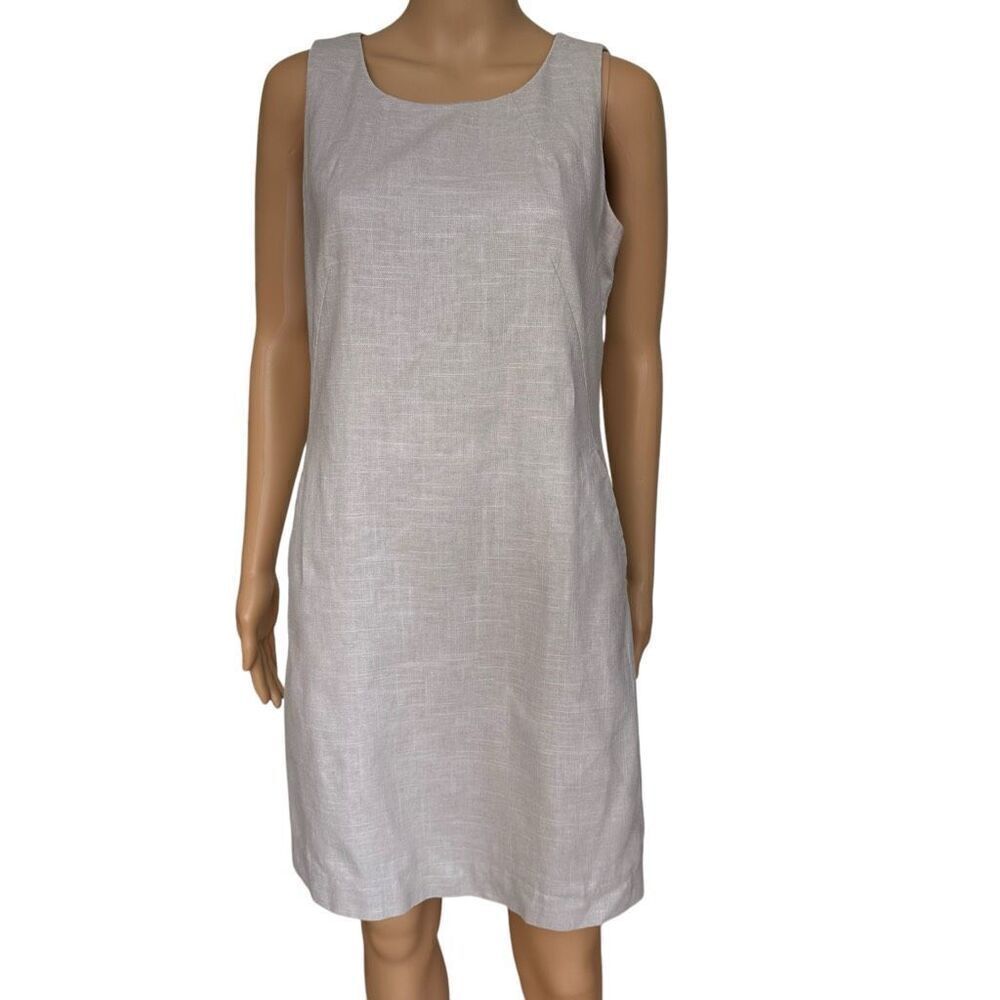 Mercer & Madison Linen Blend Sheath Dress Women 8 Beige Metallic